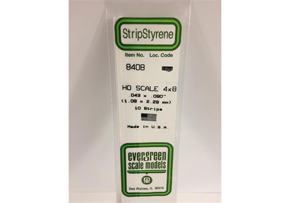 Evergreen 8408 Massstab 1:87: Leisten, 350x1,1x2,3 mm, 10 Stück | Bild 2