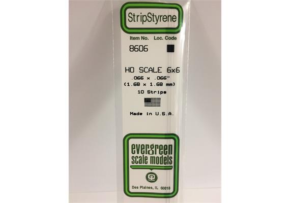 Evergreen 8606 Maßstab 1:87: Leisten, 350x1,7x1,7 mm, 10 Stück | Bild 2