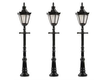 Faller 180112 LED-Parklaterne, Sechskantlaterne mit Krone, warmweiß, 3 Stück - H0 (1:87)