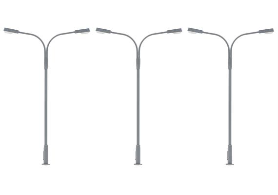 Faller 180120 LED-Kofferleuchte, zweiarmig, kaltweiß, 3 Stück - H0 (1:87)