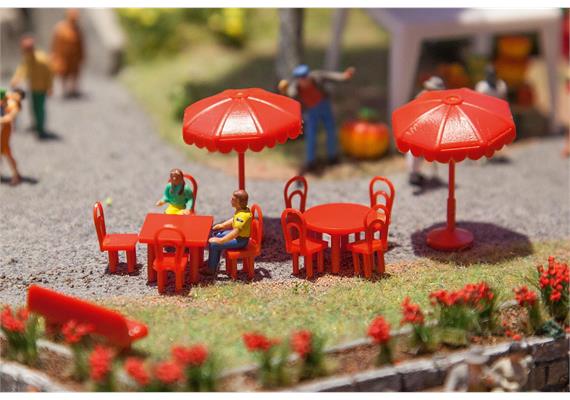 Faller 180910 Sonnenschirme, Tische, Bänke - H0 (1:87)