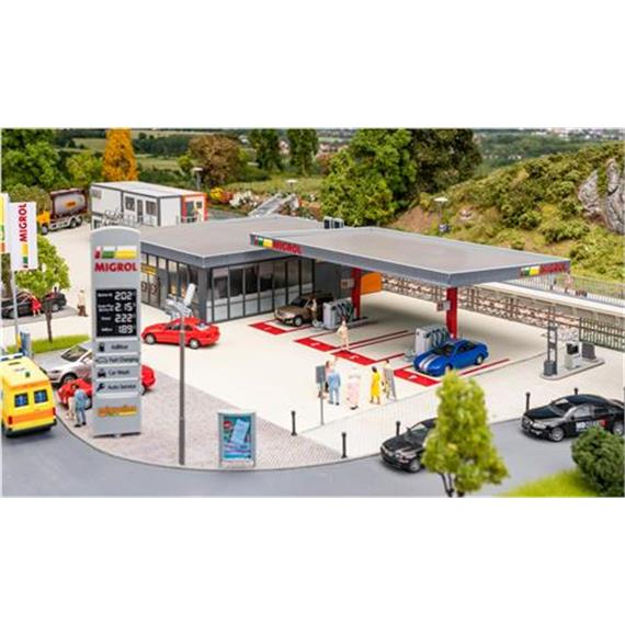 Faller 190559 Migrol Tankstelle mit Migrolino Shop, Ep. VI, Bausatz - H0 1:87