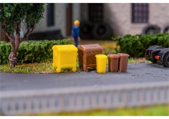 Faller 272926 Mülltonnen-Set, braun und gelb - N (1:160) | Bild 1