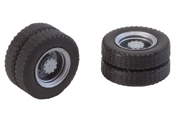 Faller Car System 163101 2 Kompletträder (Zwillingsbereifung) Reifen und LKW Felgen - H0