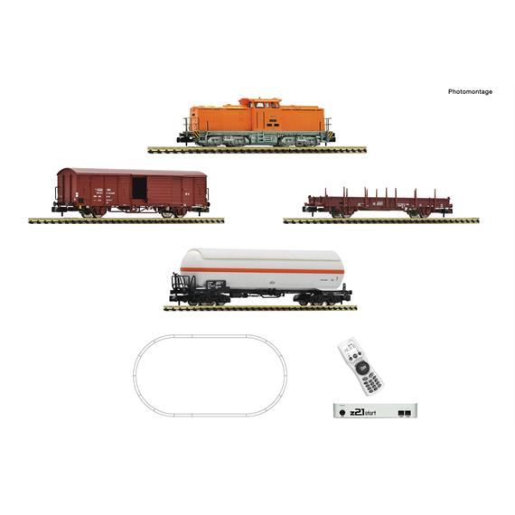 Fleischmann 5170001 z21 start Digitalset: Diesellokomotive BR 111 mit Güterzug, DR