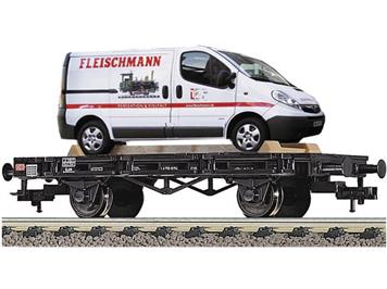 Fleischmann 521801 Flachwagen Xf 19 DB AG mit Fleischmann - Firmentransporter lim. Auflage