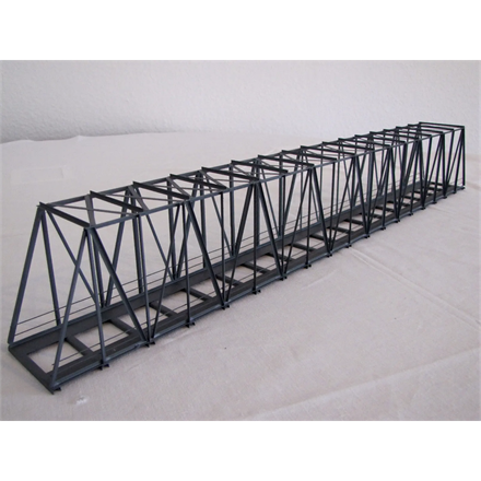 HACK 11550 K63S Lange Kastenbrücke schräg, 63 cm grau, eingleisig - H0 (1:87)