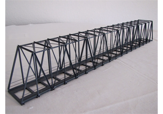 HACK 11550 K63S Lange Kastenbrücke schräg, 63 cm grau, eingleisig - H0 (1:87)