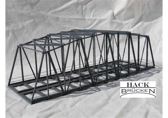 HACK 13200 HO Bogenbrücke 30 cm 2-gleisig grau, B30-2 Fertigmodell aus Weissblech