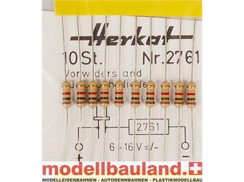 Herkat 2761 Vorwiderstand für LED, 6 - 16 V =/~, 10 Stück