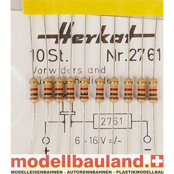 Herkat 2761 Vorwiderstand für LED, 6 - 16 V =/~, 10 Stück