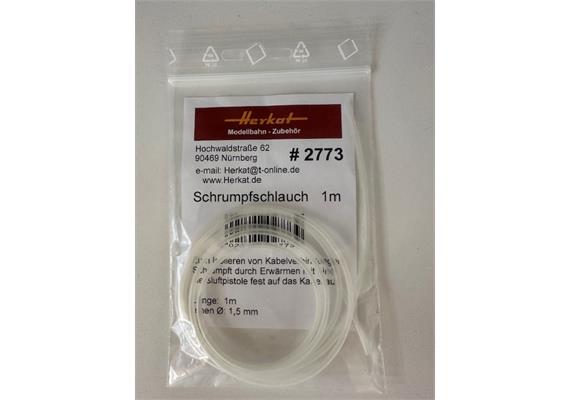 HERKAT 2773 Schrumpfschlauch 1 Meter, Innendurchmesser 1,5 mm, transparent