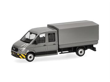 Herpa 098328 MAN TGE Doppelkabine mit Pritsche, grau/gelb - H0 (1:87)