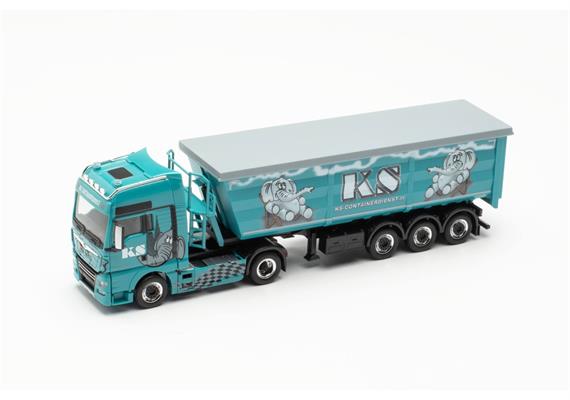 Herpa 316538 MAN TGX XXL Euro 6C Stahlrundmulden-Sattelzug "KS Containerdienst"- H0 (1:87) | Bild 3