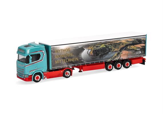 Herpa 321280 Scania CS 20 Hochdach Gardinenplanen-Sattelzug "Heuser/Faszination Loreley" | Bild 1