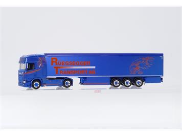 Herpa 952378 Scania CR Highline Schubboden-Sattelzug "Rüegsegger Transport AG" CH - H0