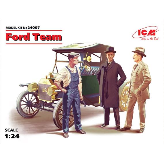 ICM 24007 Ford Team Model T 1913 Roadstar car Kit and 3 figures · Maßstab 1:24