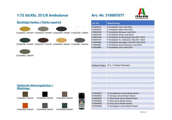 Italeri 7077 Sd.Kfz. 251/8 Ambulance - Massstab 1:72 | Bild 3