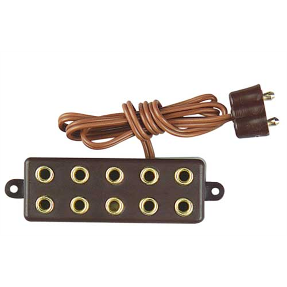 Kahlert 69460 Verteilerleiste mit Stecker für Trafo, 5 Steckplätzen, braun