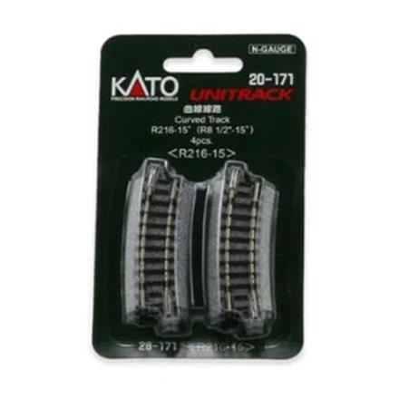 Kato 20-171 Gleis gebogen R 216-15°, 4 Stück - N (1:160)