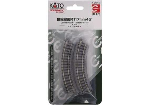 Kato 20-176 Gleis gebogen R117-45°, 4 Stück - N (1:160)
