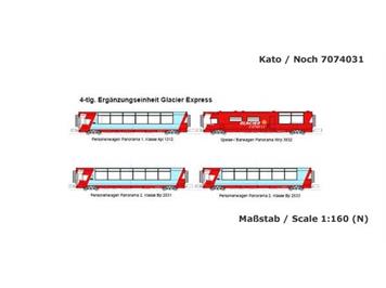 Kato 7074031 (10-1146) Ergänzungsset "Glacier Express" 4teilig - N (1:160)