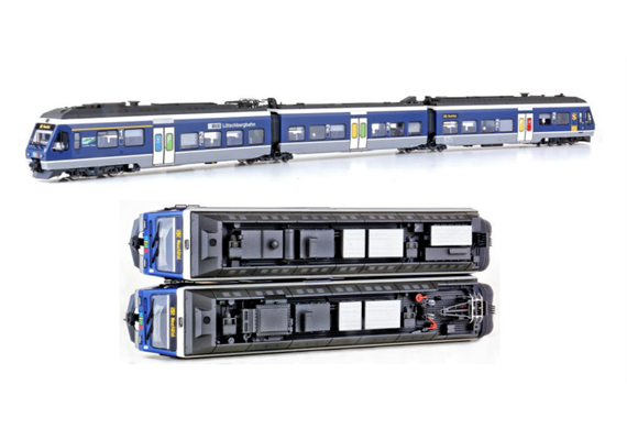 L.S.Models 17204DCS BLS RABe 525 NINA 3teilig blau/weiss Ep V DCC Sound - H0 (1:87)