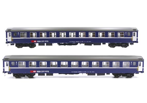 L.S. Models 47325 SBB Personenwagen Bcm blau 11 Abteile Tagesposition 2er Set HO