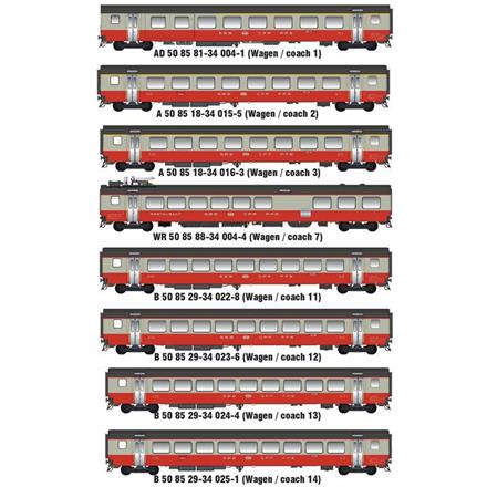 L.S. Models/Models World MW02108.1DC SBB EW III Swissexpress Set 8teilig Ep IV DC