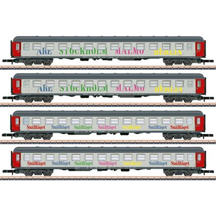 Märklin 87283 Wagenset mit schwedischen Abteilwagen"Snälltåget" 4-teilig - Z 1:220