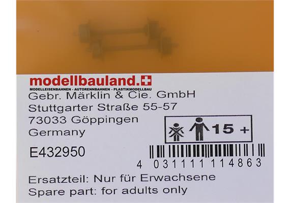 Märklin E432950 DC-Radsatz für Niederbordwagen, 2 Stück, H0 (1:87)