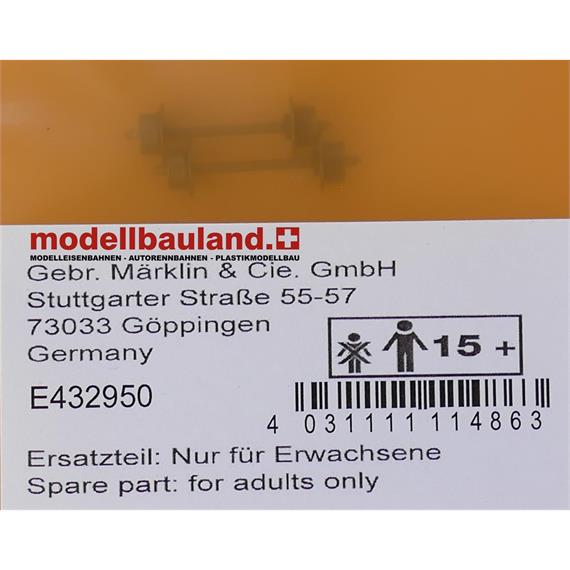 Märklin E432950 DC-Radsatz für Niederbordwagen, 2 Stück, H0 (1:87)