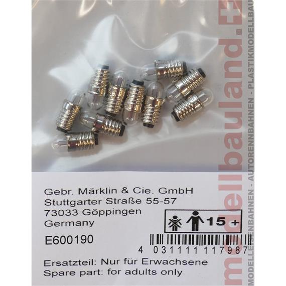 Märklin E600190 Glühlampe E5,5 1,8V, 10 Stück - H0 (1:87)