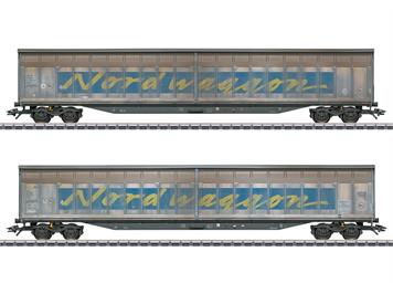 Märklin 48065 Zwei 4-achsige Schiebewandwagen Habiins mit Nordwaggon-Schriftzug, H0 (1:87)