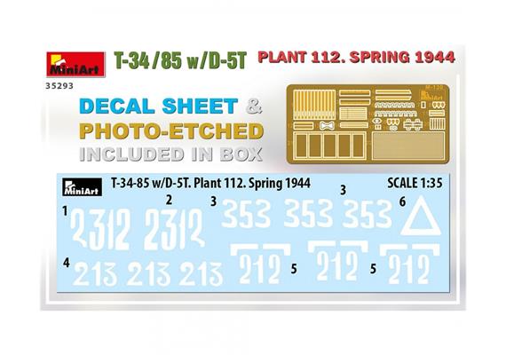 MiniArt 35293 T-34/85 w/D-5T Plant 112 Früh. 1944 - Massstab 1:35 | Bild 6