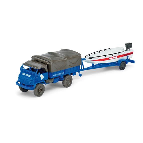 miniTanks (Herpa) 741767 Unimog S404 + Bootsanhänger - H0 (1:87)