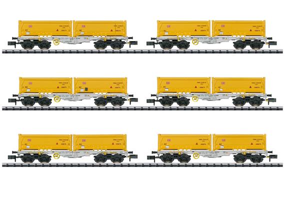 Minitrix 15075 6 vierachsige Containertragwagen der Bauart Sgmmns 190 der AAE, N (1:160) | Bild 1