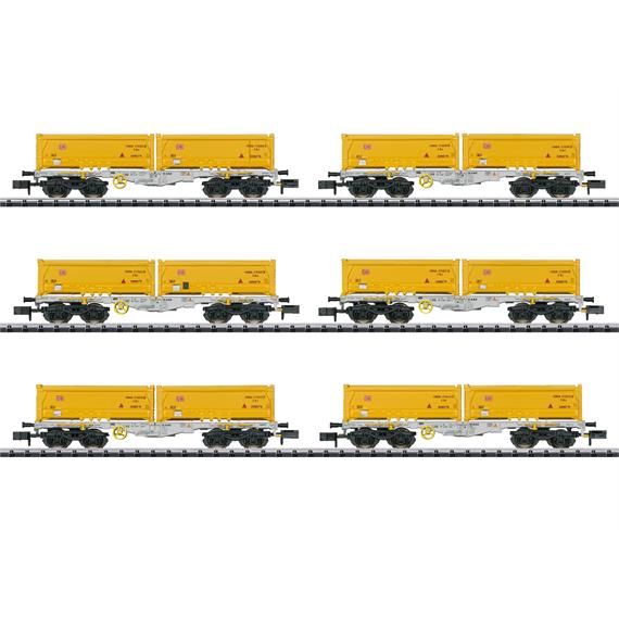Minitrix 15075 6 vierachsige Containertragwagen der Bauart Sgmmns 190 der AAE, N (1:160)