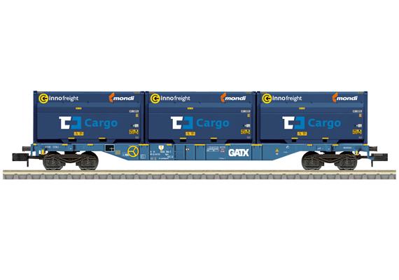 Minitrix 18434 Container-Tragwagen Bauart Sgnss der Firma GATX Rail Austria - N (1:160)