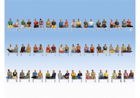 Noch 16072 Mega-Spar-Set sitzende Figuren ohne Beine und Bänke (60 Stk.) - H0 (1:87)