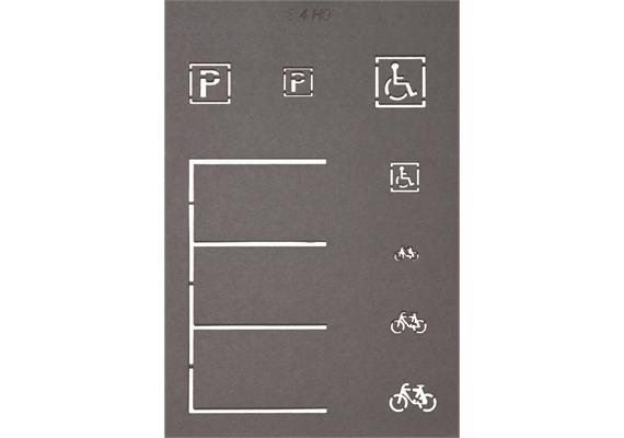 Noch 60745 Strassenmarkierungs-Schablonen - 5 Schablonen, 43 Zeichen - H0 (1:87) | Bild 5