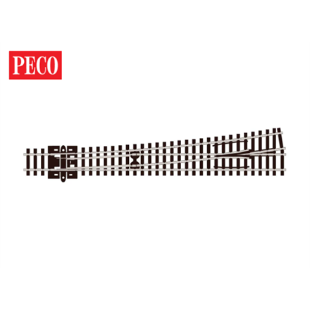 Peco SL-E389 Weiche links, lang, R 914 mm, 8°, Code 80, electrofrog - N (1:160)