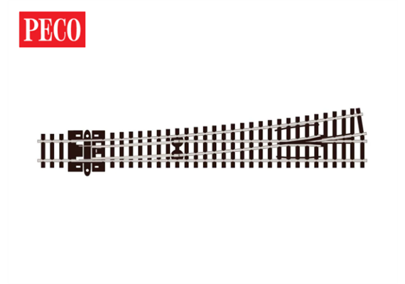 Peco SL-E389 Weiche links, lang, R 914 mm, 8°, Code 80, electrofrog - N (1:160)