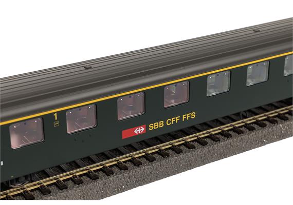 PIKO 96777 SBB Personenwagen EW I 1. Klasse grün, neue Schrift und grauem Dach, Ep V | Bild 3