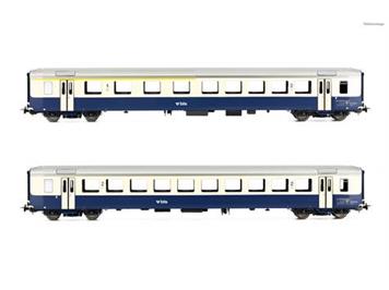 PIKO 96794AC BLS Personenwagenset EWI 1 x AB, 1 x B, AS-türen, Omegalogo, 2teilig, AC