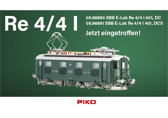 PIKO 96881 SBB E-Lok Re 4/4 I 1.Serie 401 grün Ursprung,DCS Ep III - H0 (1:87) | Bild 1