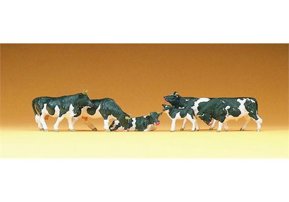 Preiser 10155 Figuren Kühe schwarz/weiss