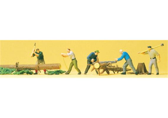 Preiser 10495 Holzfäller mit Baumstämme - H0 (1:87)