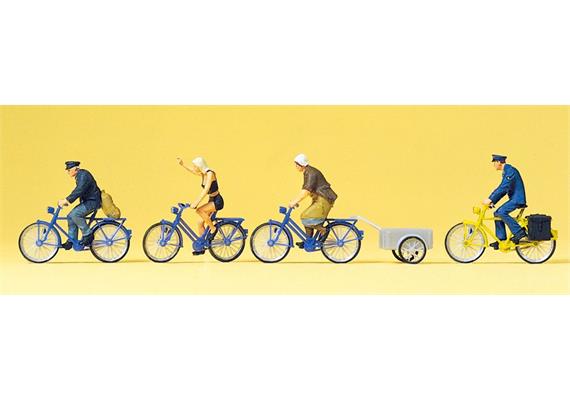 Preiser 10507 Radfahrer, Fahrradanhänger - H0 (1:87)