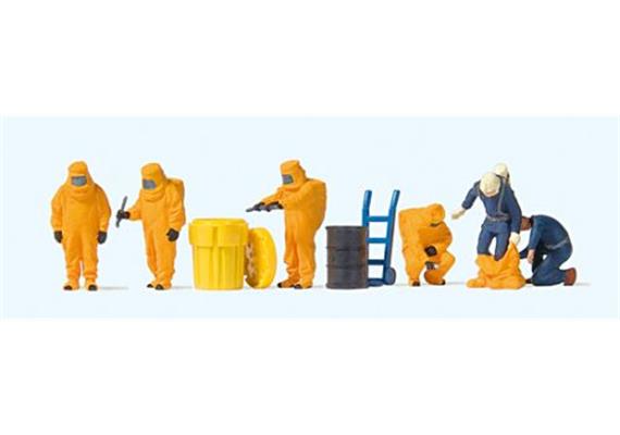 Preiser 10732 Feuerwehrmänner im orangenen Vollschutzanzug mit Zubehör - H0 (1:87)